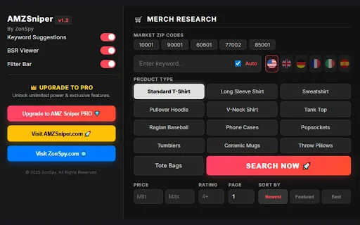 AMZSniper ডাউনলোড করুন – Merch ও KDP এর জন্য সেরা টুল - Screenshot 1
