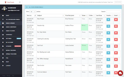 Geotrack Email Tracking ডাউনলোড করুন – জিমেইল ট্র্যাকিং টুল - Screenshot 2