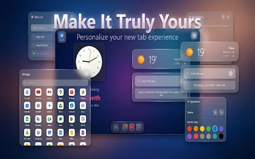 GNT: Glass New Tab ডাউনলোড করুন – iOS স্টাইল ড্যাশবোর্ড - Screenshot 3