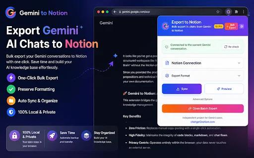 Export Gemini Chats to Notion ডাউনলোড করুন – এক ক্লিকে ব্যাকআপ - Screenshot 1