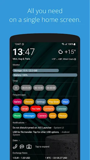 AIO Launcher ডাউনলোড করুন – সেরা কাস্টমাইজযোগ্য হোম স্ক্রিন - Screenshot 1