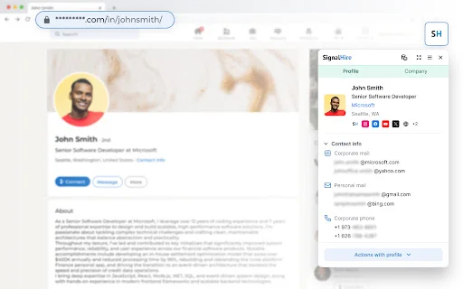 SignalHire ডাউনলোড করুন – LinkedIn থেকে ইমেইল ও ফোন নম্বর খুঁজে পান - Screenshot 1