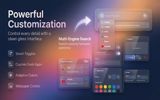 GNT: Glass New Tab ডাউনলোড করুন – iOS স্টাইল ড্যাশবোর্ড - Screenshot 4